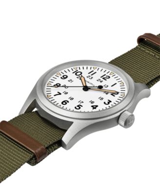 Men's Swiss Khaki Field Green Textile Strap Watch 42mm