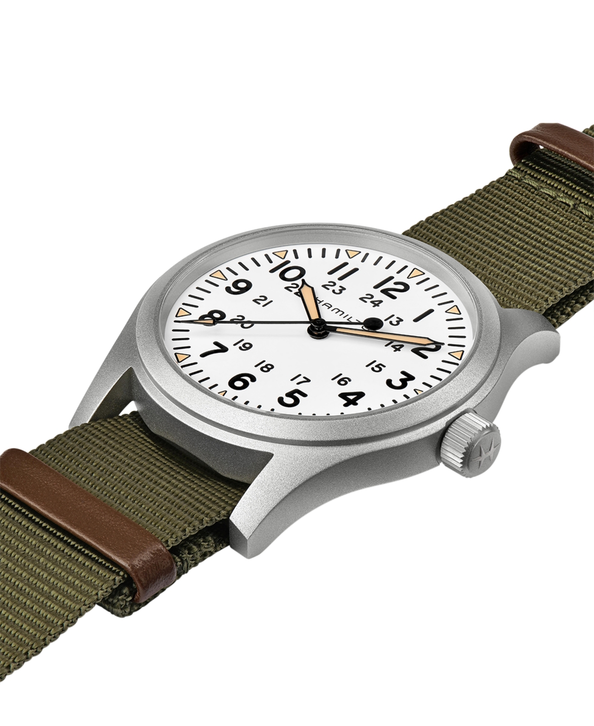 Shop Hamilton Men's Swiss Khaki Field Green Textile Strap Watch 42mm