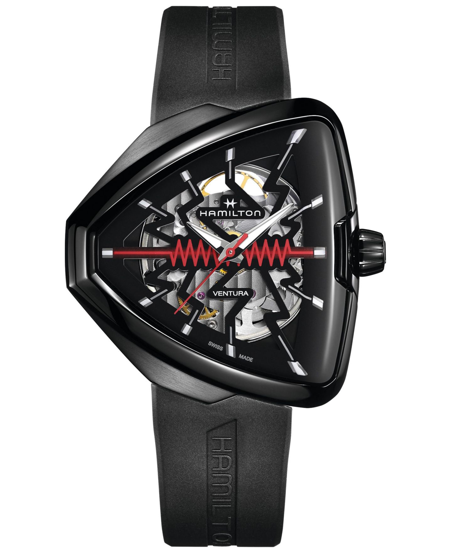 Мужские часы Hamilton Swiss Ventura Black Rubber Strap Watch 45m — фото 1