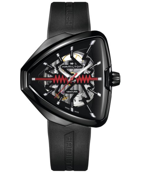 Мужские часы Hamilton Swiss Ventura Black Rubber Strap Watch 45m