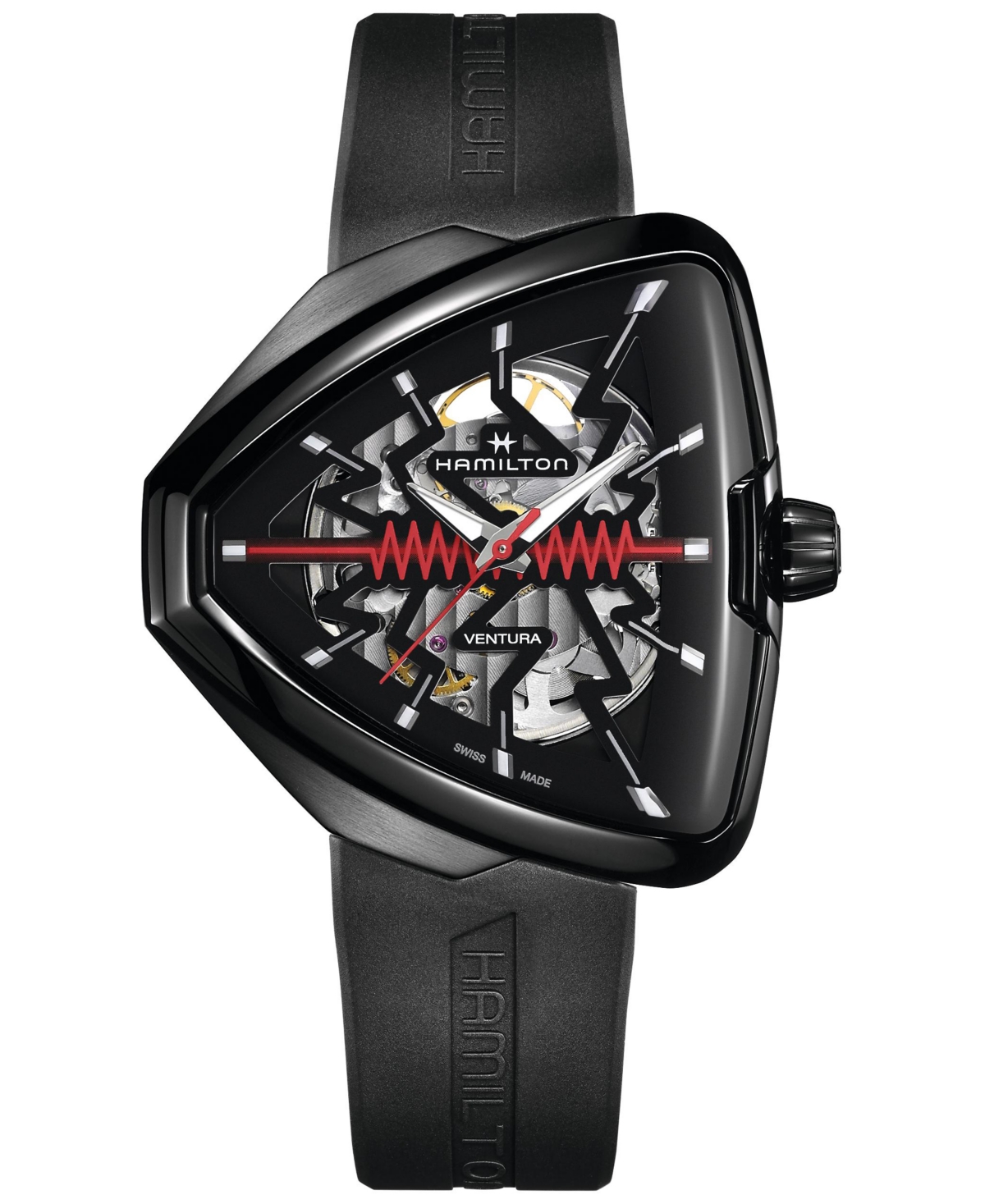 Hamilton Men's Swiss Ventura Black Rubber Strap Watch 45m