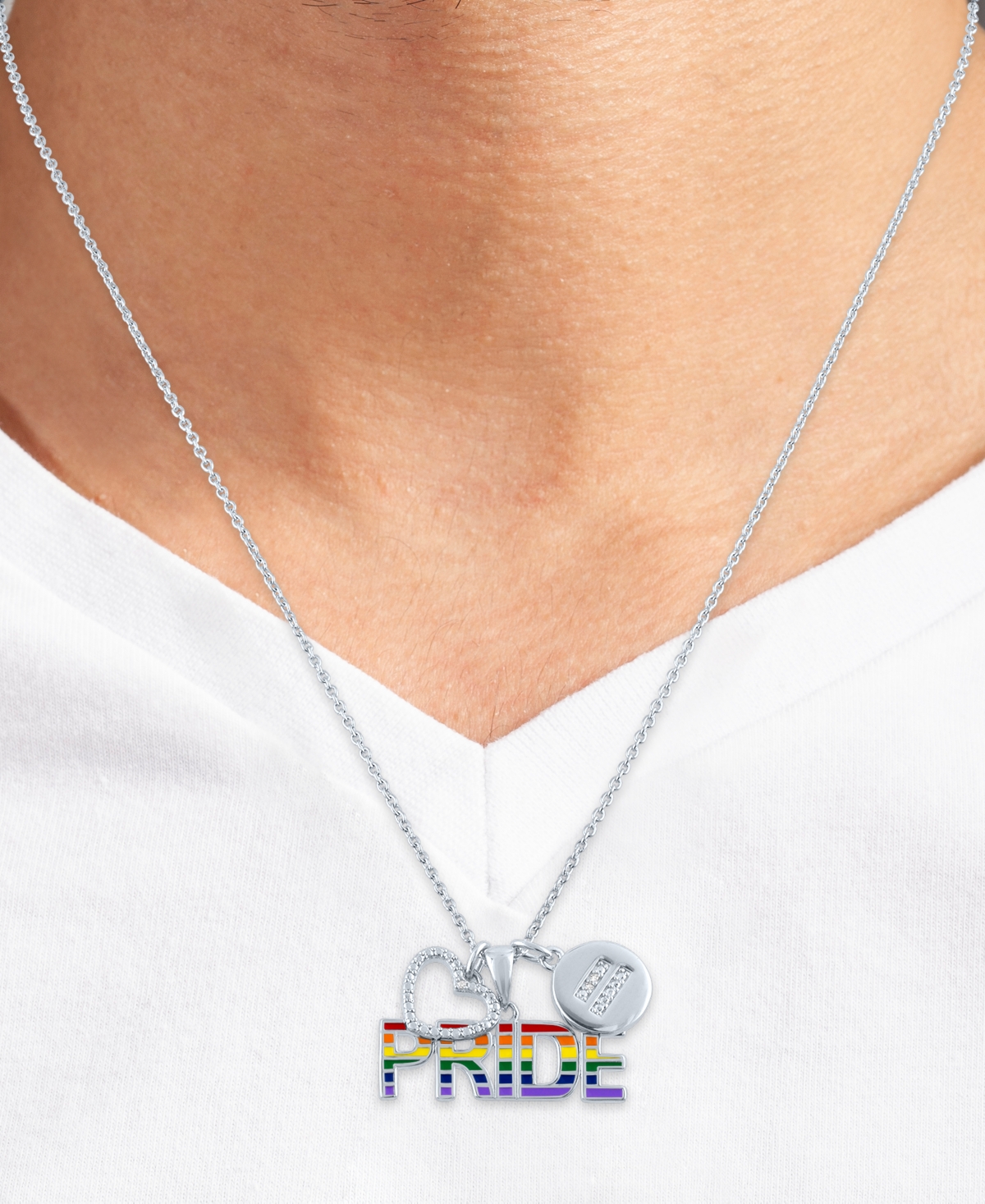 Diamond Accented Disc, Heart & Pride Pendant Necklace  16