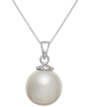 image of 14k White Gold White South Sea Pearl Pendant Necklace (10mm)