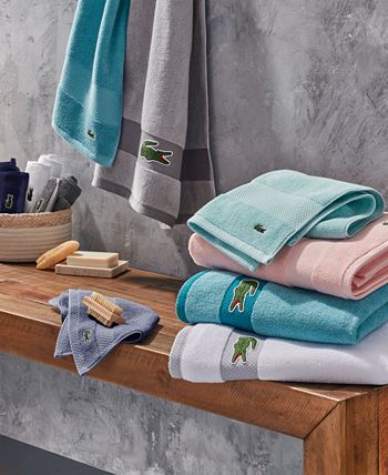 Lacoste Heritage Supima Cotton Bath Towel, Celestial, 30 x 54
