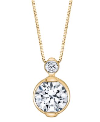 Sirena Diamond Double Bezel 18 Pendant Necklace 14 ct tw In 14K White Gold or 14K Yellow Gold - Yellow Gold 1200$