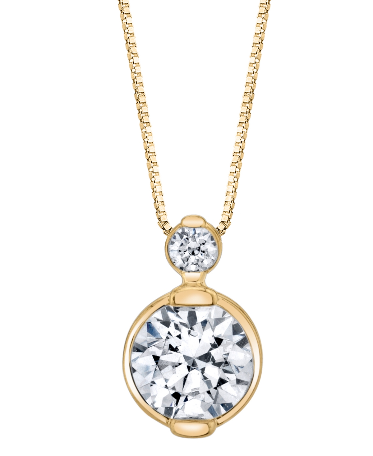 Diamond Double Bezel 18" Pendant Necklace (1/4 ct. t.w.) In 14K White Gold or 14K Yellow Gold - Yellow Gold