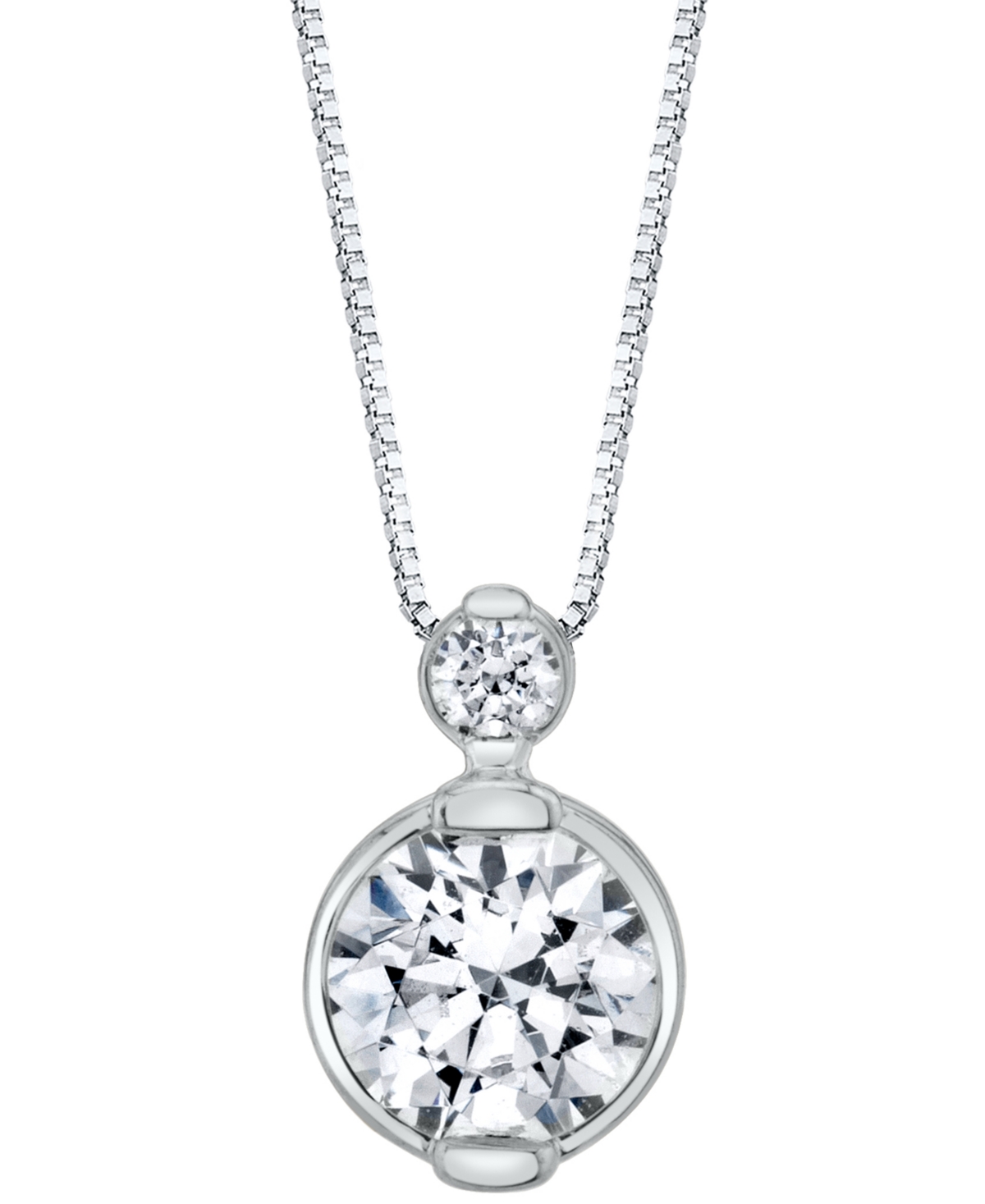 Diamond Double Bezel 18" Pendant Necklace (1/4 ct. t.w.) In 14K White Gold or 14K Yellow Gold - Yellow Gold