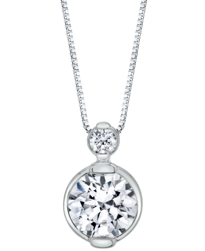 Sirena Diamond Double Bezel 18" Pendant Necklace (1/4 ct. t.w.) In 14K