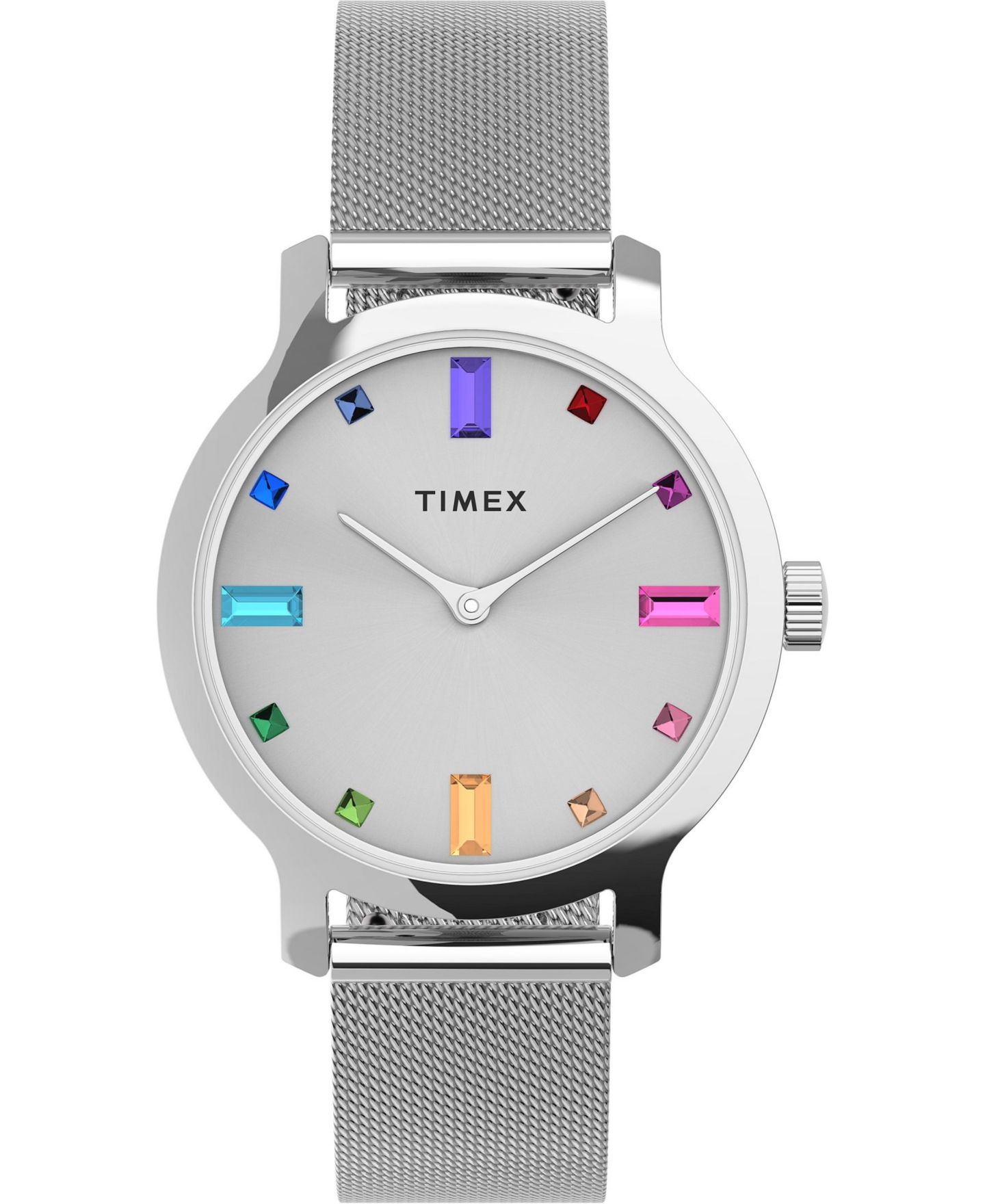 Женские часы Timex Transcend Silver-Tone Mesh Band Watch 31mm — фото 1