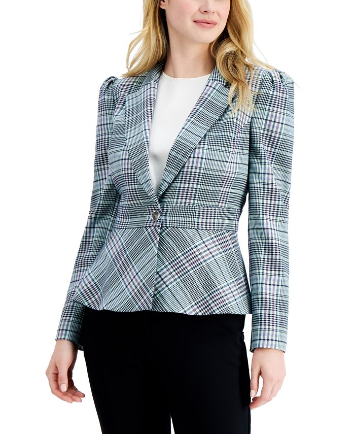 Tahari ASL Houndstooth Plaid Blazer Macy s