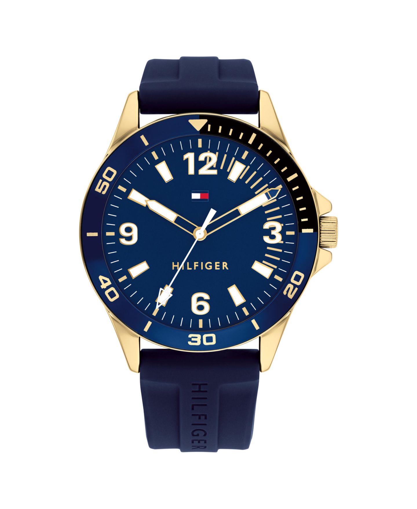 Мужские часы Tommy Hilfiger Blue Silicone Strap Watch 44mm — фото 2