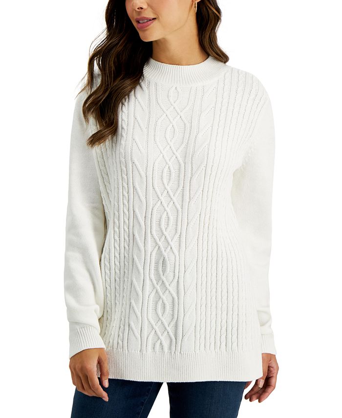 Karen Scott Cable-Knit Mock-Neck Sweater, Created for Macy's & Reviews ...