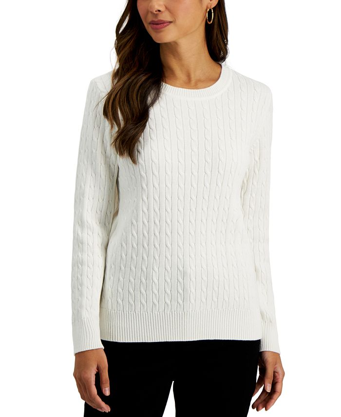Karen Scott Petite Cable Knit Cotton Sweater Created for Macy s
