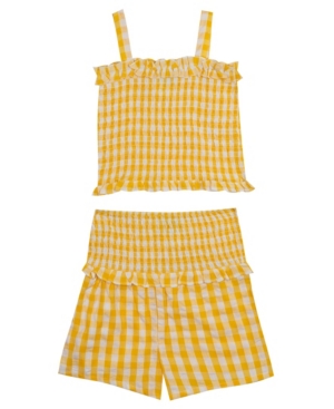 Little Girls Gingham Shorts Set