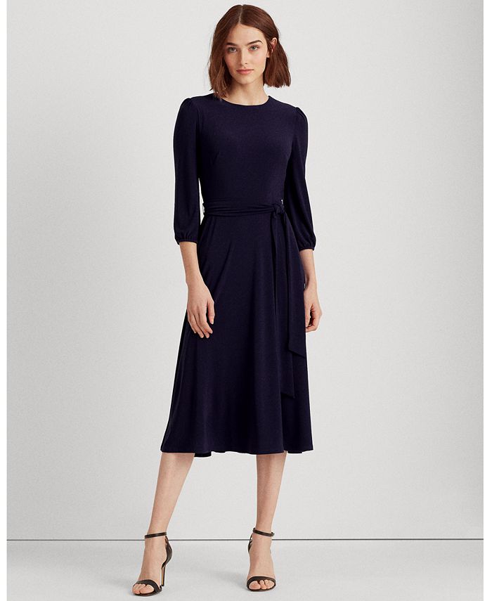 Lauren Ralph Lauren Belted Jersey Dress - Macy's