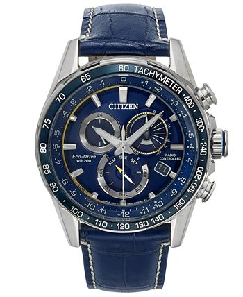 Citizen Eco-Drive Men's Chronograph PCAT Blue Leather Strap Watch