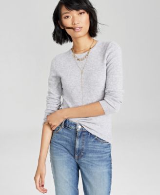 Women's 100% Cashmere Crewneck Sweater, Regular & Petite, Created for Macy's