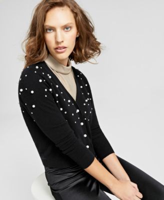 Charter Club - Cashmere Embellished Cardigan