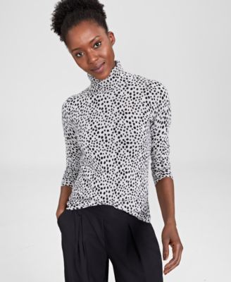 Cashmere Printed Turtleneck Sweater, In Regular and Petites, Created for Macy's
