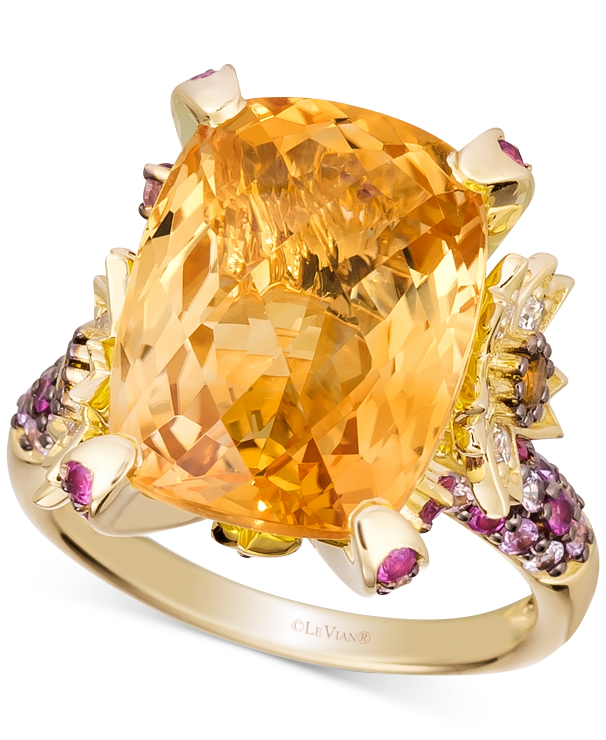 Crazy Collection Multi-Gemstone (11 ct. t.w.) & Vanilla Diamond (1/4 ct. t.w.) Statement Ring in 14k Gold - Yellow