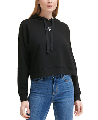 Calvin Klein Jeans Cropped French Terry Hoodie & Reviews - Tops ...