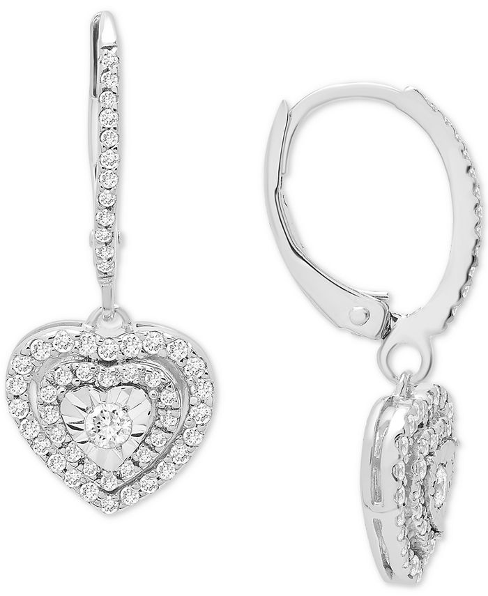 Macy's Diamond Heart Drop Earrings (1/2 ct. .) In Sterling Silver,  Gold-Plated Sterling Silver or Rose Gold-Plated Sterling Silver & Reviews -  Earrings - Jewelry & Watches - Macy's
