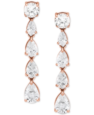 Giani Bernini Cubic Zirconia Drop Earrings In Sterling Silver, Created For Macy's In Rose Gold