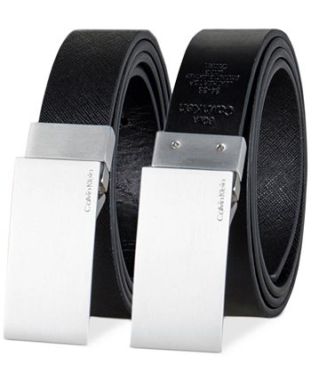 Calvin Klein Men's Textured Reversible Plaque Buckle Belt - Macy's