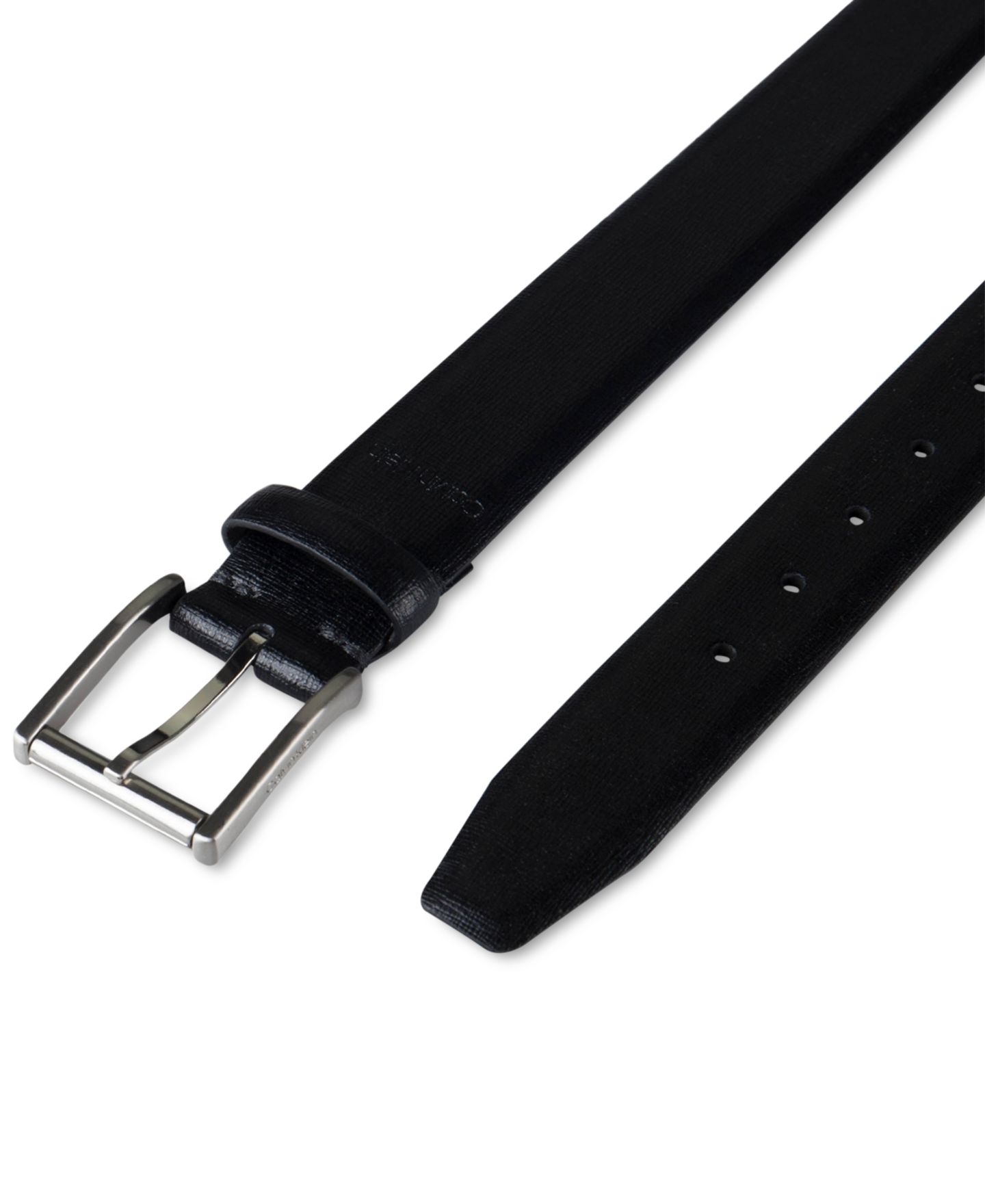 Мужской ремень Calvin Klein Textured Leather Roller Bar Buckle Belt, цвет: Чёрный — фото 4