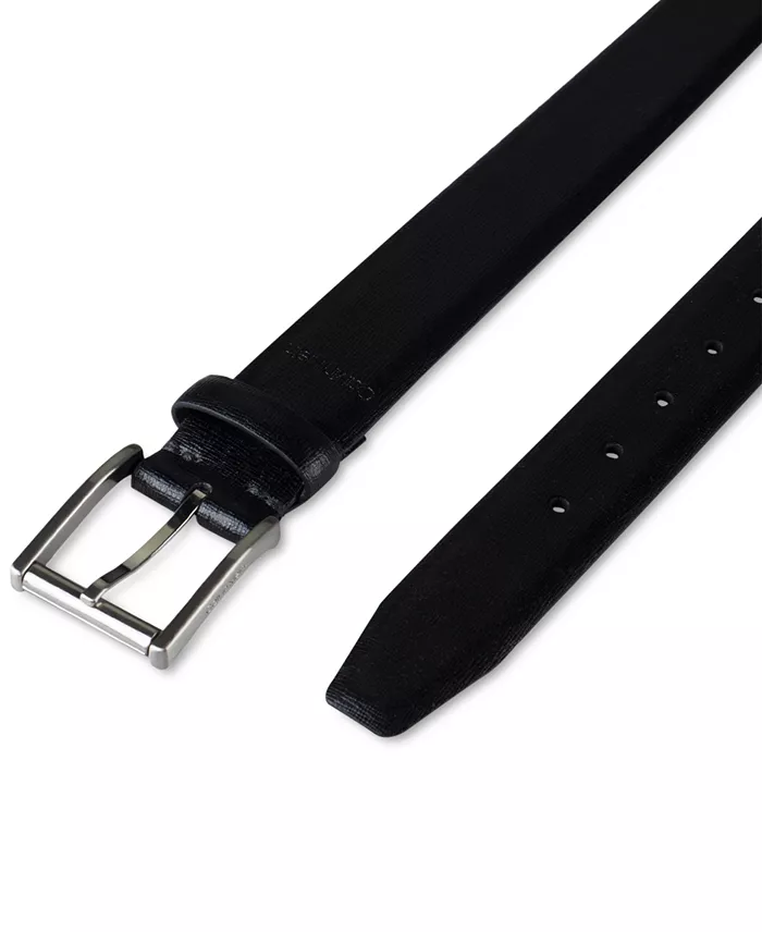 35MM Men’s Textured Leather Roller Bar Buckle Belt - thumbnail 4