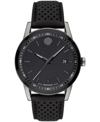 Movado Men's Swiss Museum Sport Black Leather Strap Watch 42mm