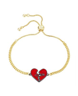 Disney - Gold Flash-Plated Crystal Cruella Broken Heart Adjustable Bolo Bracelet