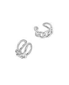 Women's Figaro Silver Plated Chain Ear Cuff Earrings