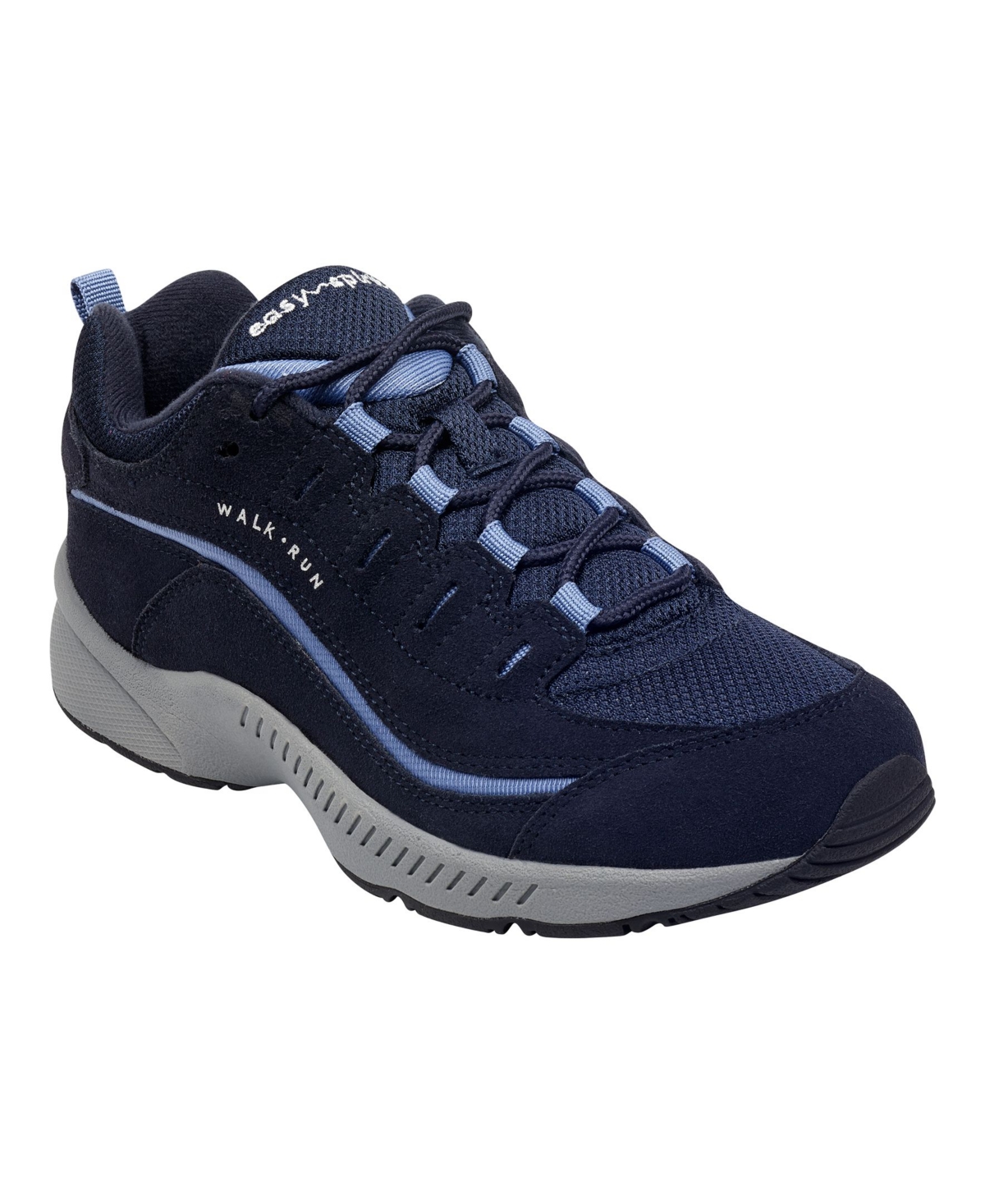 Shop Easy Spirit Women's Romy Round Toe Casual Lace Up Walking Shoes In Indigo Blue Suede