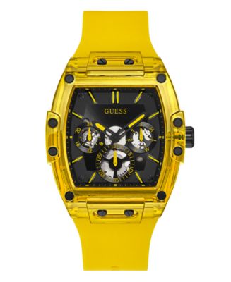 GUESS Men's Yellow Silicone Multi-Function Watch 43mm - Macy's