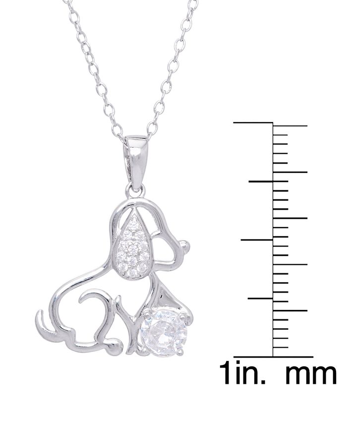 Macy's - Cubic Zirconia Dog Pendant 18" Necklace in Silver Plate