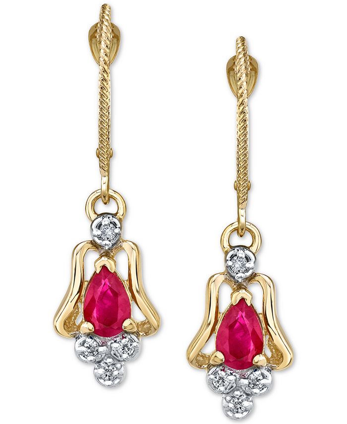 Macy s Ruby 1 ct. t.w. Diamond 1 10 ct. t.w. Drop Earrings