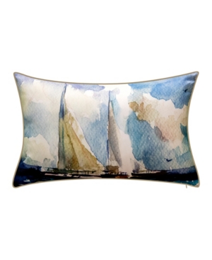Ediehome Watercolor Sailboats Decorative Pillow, 26 X 14 In Multi