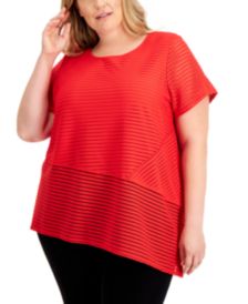 Plus Size Striped Asymmetrical Top 