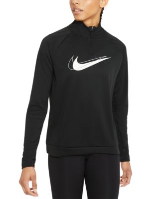 nike running swoosh half zip mid layer top in volt