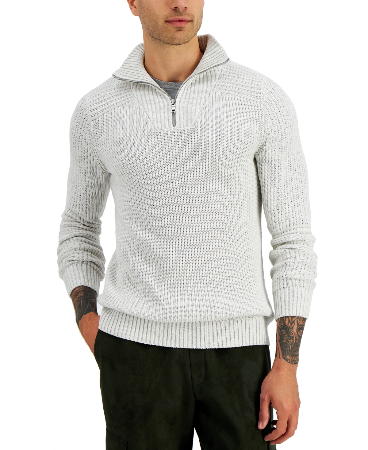 INC INTERNATIONAL CONCEPTS MEN'S MATTHEW QUARTER-ZIP SWEATER, CREATED FOR MACY'S