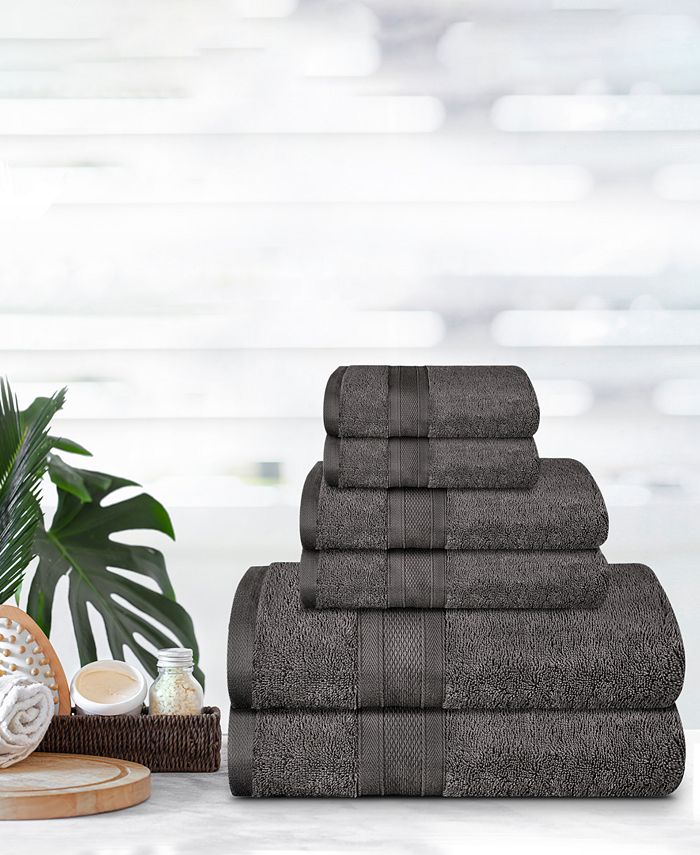 Feather & Stitch 6 Piece Sets of Bathroom Towels - 100% Cotton