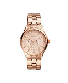 Ladies Modern Sophisticate Multifunction, rose gold tone stainless steel watch 36mm
