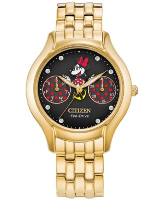 Disney by Citizen Minnie Mouse Gold Tone Stainless Steel Bracelet Watch 30mm Macy s