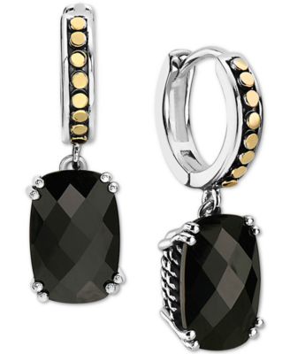 Effy Sterling 2024 Silver and 18k Gold Faceted Onyx Earrings