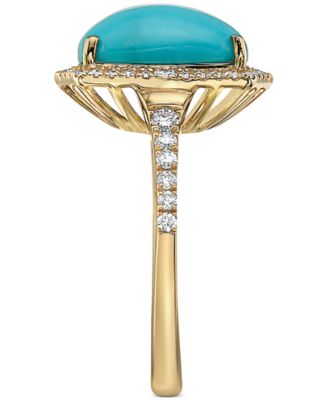 EFFY&reg; Turquoise & Diamond (3/8 ct. t.w.) Halo Ring in 14k Gold