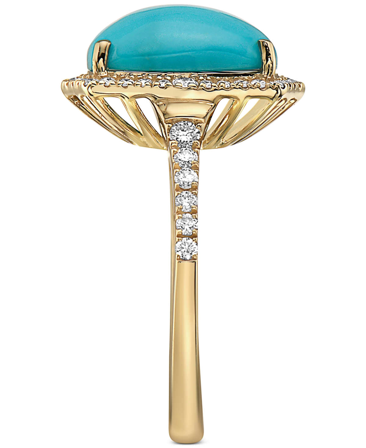 Effy Collection Effy Turquoise & Diamond (3/8 Ct. T.w.) Halo Ring In 14k Gold In 14k Yellow Gold