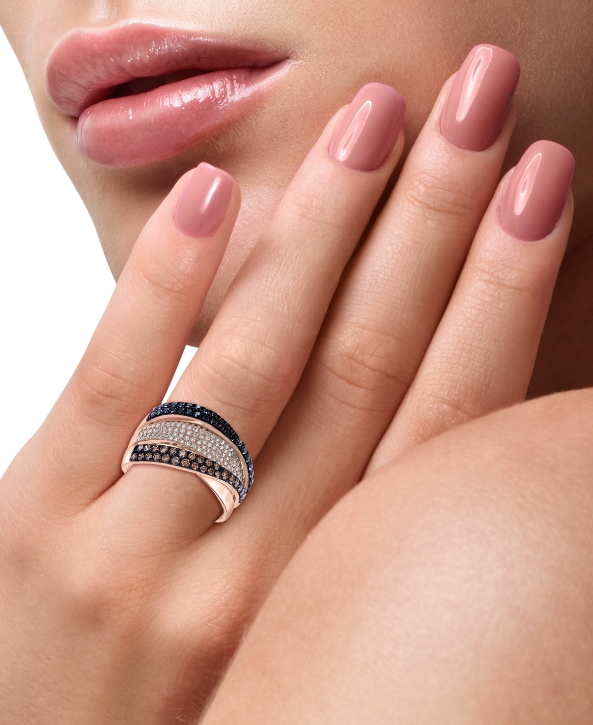 Effy Multicolor Diamond Statement Ring (7/8 ct. t.w.) in 14k- Rose Gold