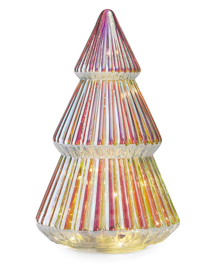 Holiday Lane Shimmer and Light 10" LightUp Glass Tree, Created for