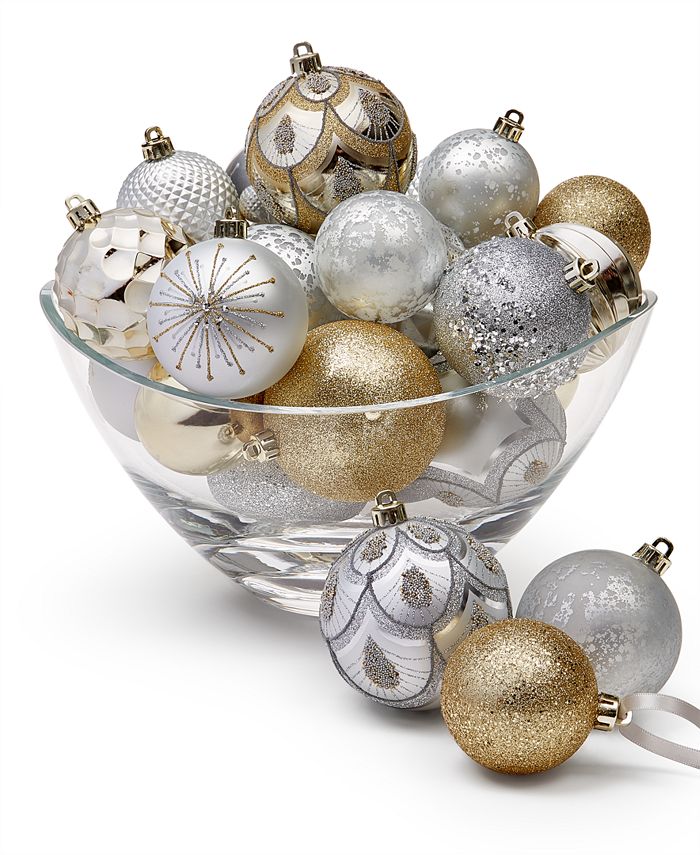 Lot De 27 Boules De Noël Miniatures Holiday Lane – Or Et Argent – Lot De 27